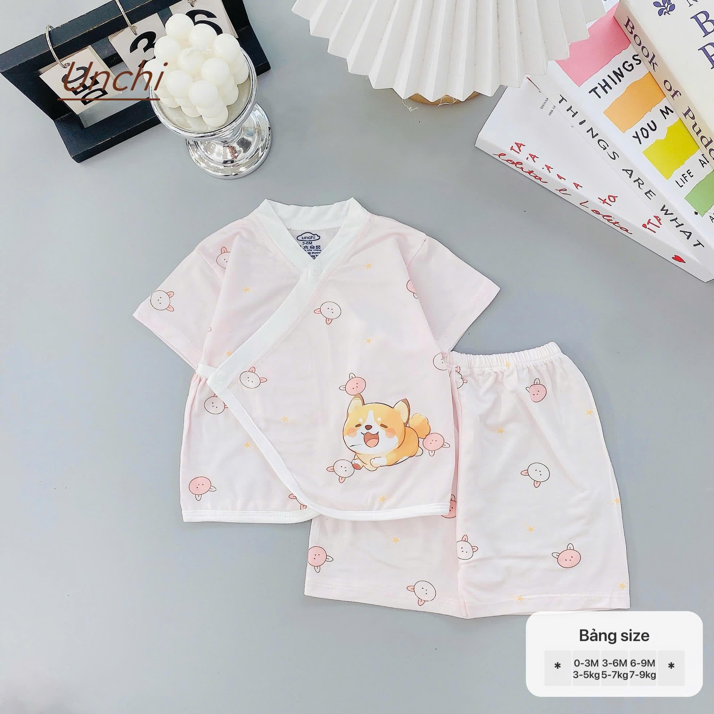 Bộ Cộc Tay Unchi chất liệu pettit phối màu họa tiết xinh - ảnh 6
