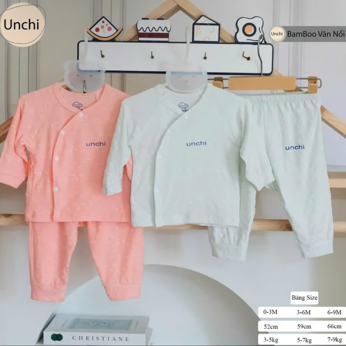 Bộ Quần Áo Sơ Sinh Unchi Vải Petit Bamboo Vân Nổi Mềm Mỏng Mát Cho Bé Sơ Sinh - ảnh 5