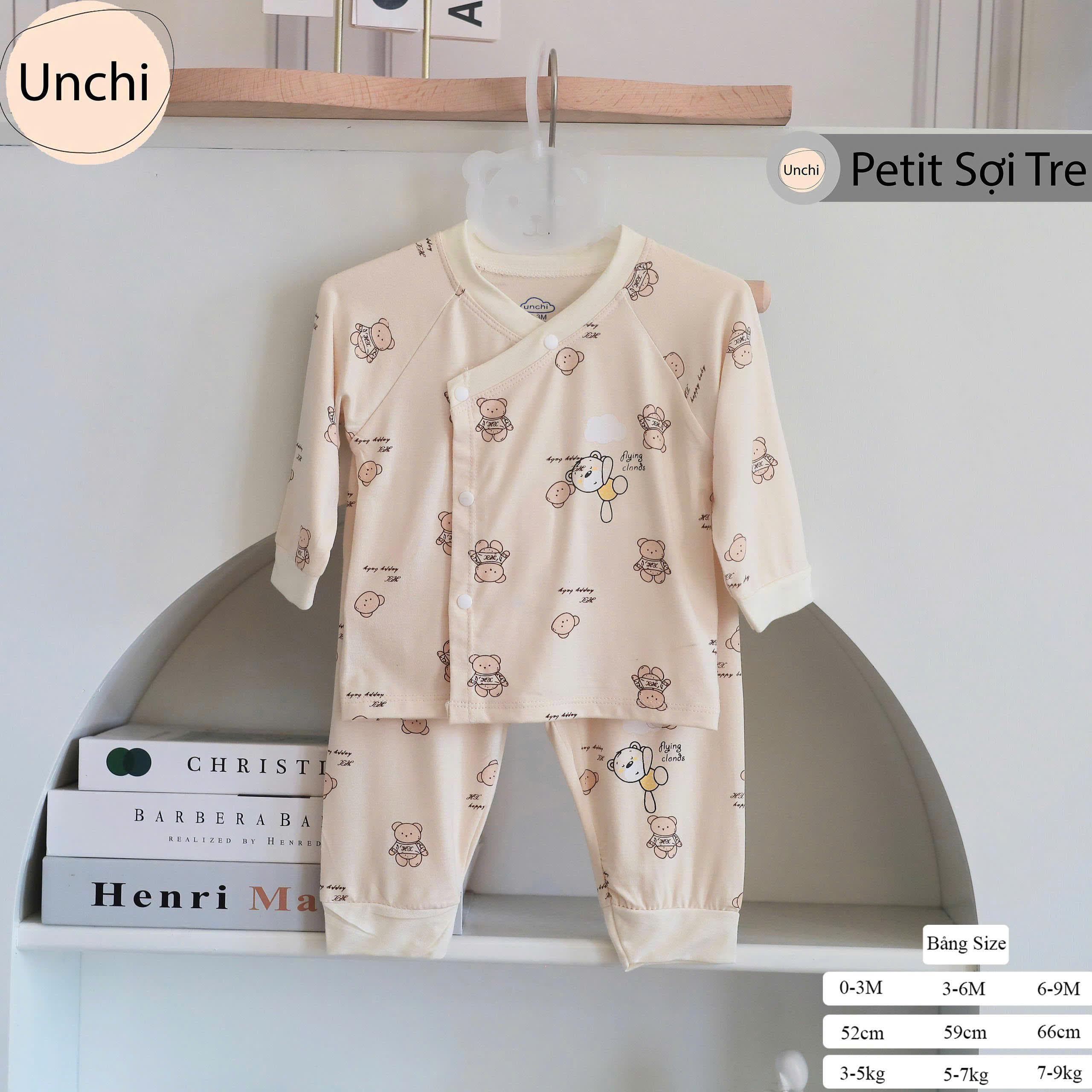 Bộ Dài Tay Nền Kem Chất Pettit Unchi Họa Tiết Xinh Mềm mại, siêu mát - ảnh 5
