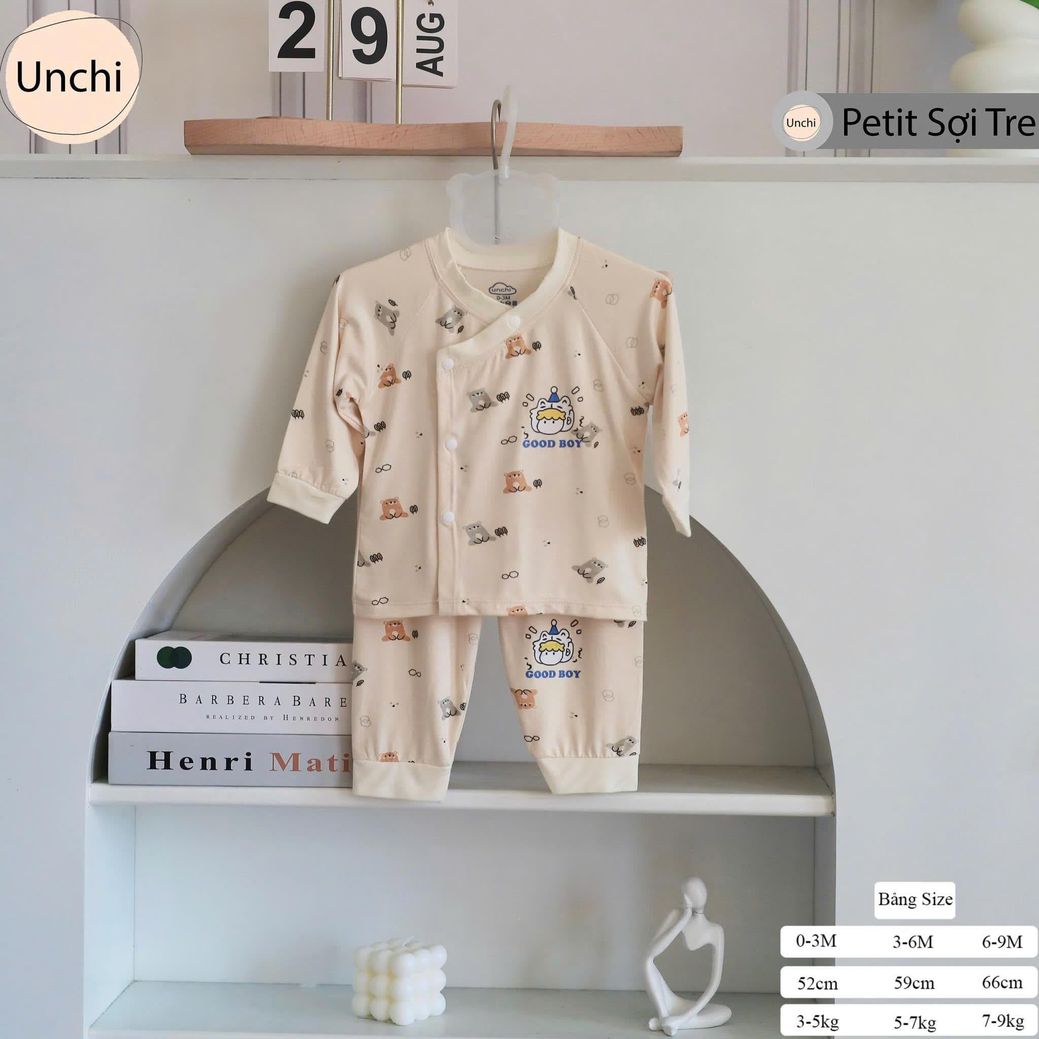 Bộ Dài Tay Nền Kem Chất Pettit Unchi Họa Tiết Xinh Mềm mại, siêu mát - ảnh 9