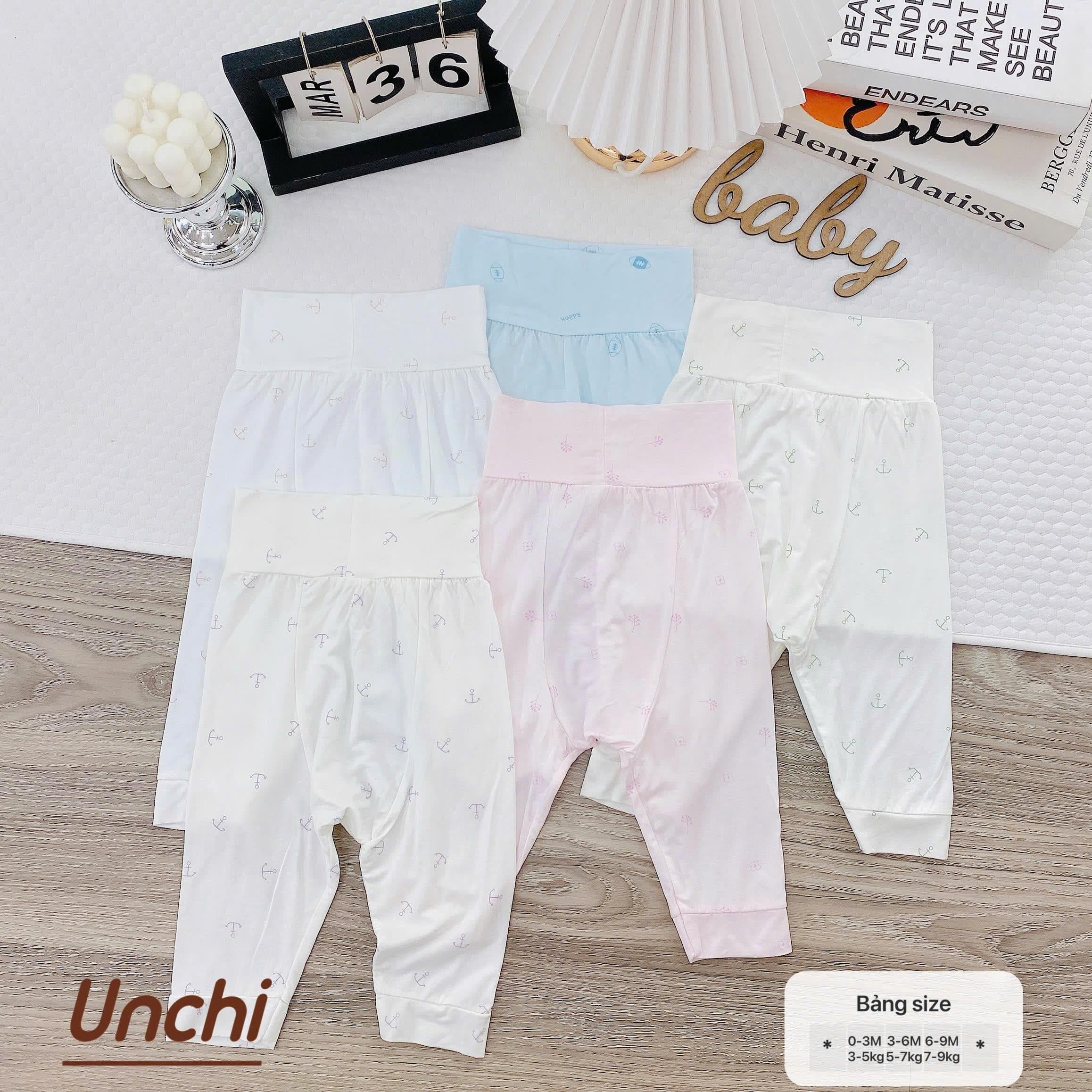Bộ Quần Áo Dài Tay Pettit Unchi Cạp Cao mềm mịn màng co giãn cho bé sơ sinh 0-9 tháng - ảnh 4