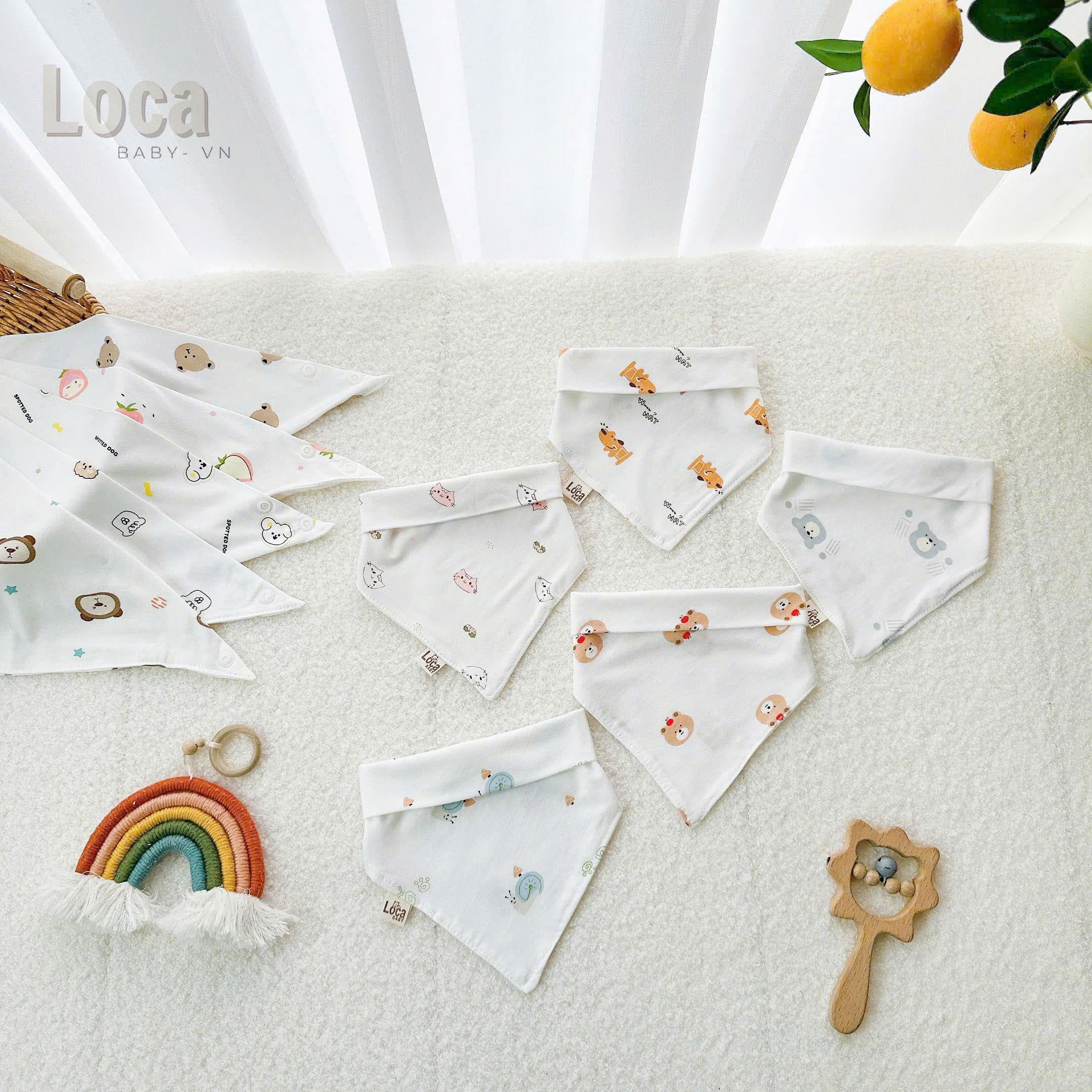 Sét 5 Yếm Tam Giác PETTIT - Khăn Quàng Cổ Chất Petit Có Cúc Bấm Mềm, Mịn Cho Bé Sơ Sinh-2 tuổi