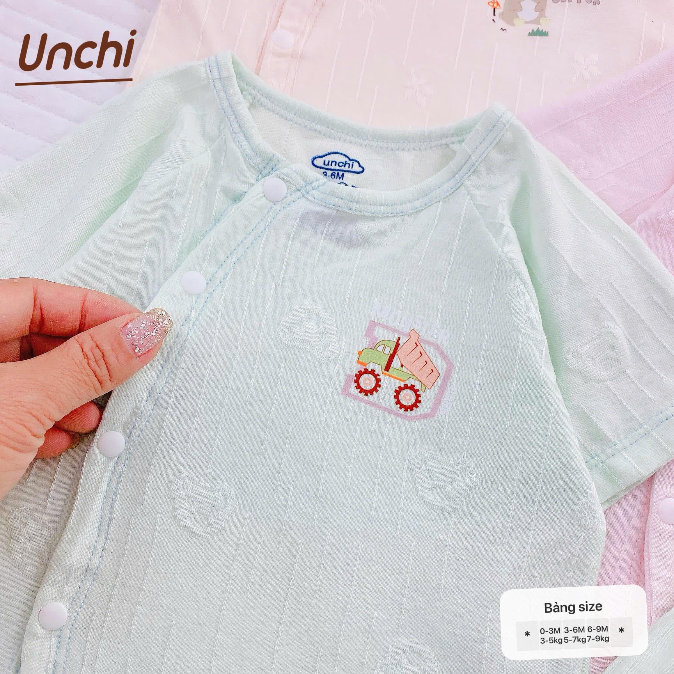 Bộ Cộc Tay Pettit Vân Nổi Thông Hơi Unchi mềm mại co giãn cho bé sơ sinh 0-9 tháng - ảnh 4