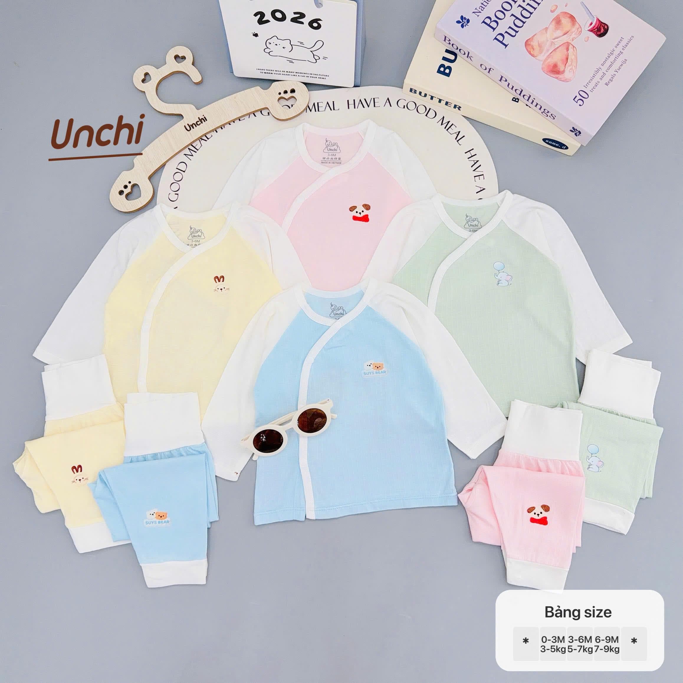 Bộ Sơ Sinh Dài Tay UNCHI Cạp Cao chất liệu Bambo sợi tre Vân Mềm thoáng mát - ảnh 7