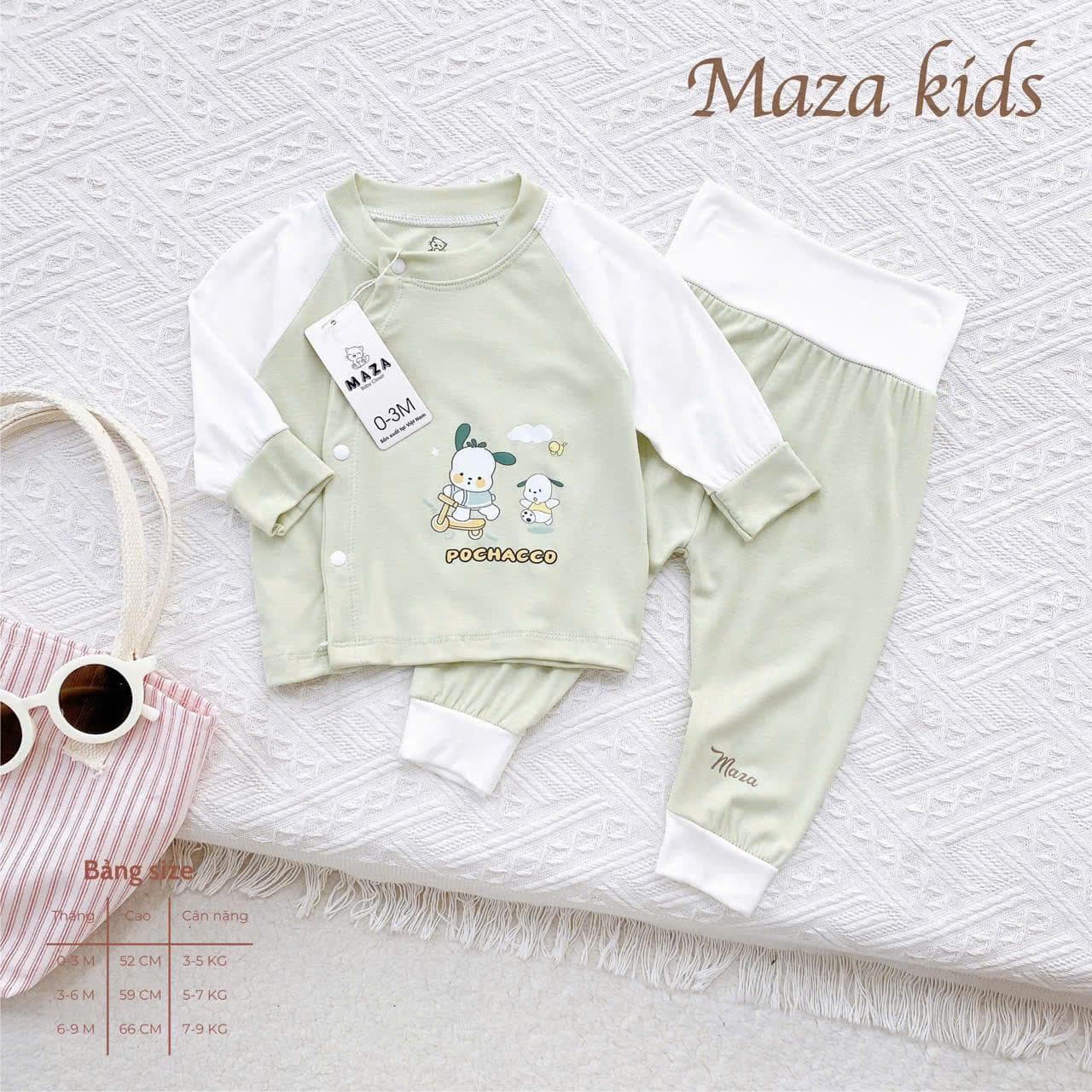 Bộ Quần Áo Dài Tay Cạp Cao MaZa Kids Mềm mại mịn nhẹ co giãn cho trẻ sơ sinh 0-9 tháng - ảnh 4