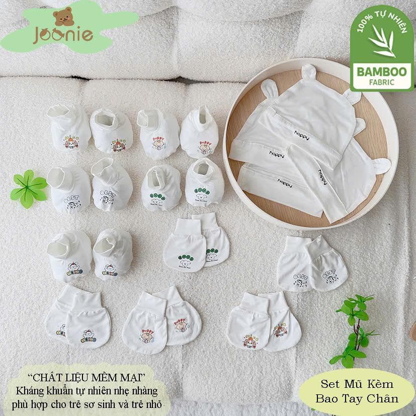 Sét Bao Tay Bao Chân Kèm Mũ Chất Liệu Pettit Bamboo Cho Bé