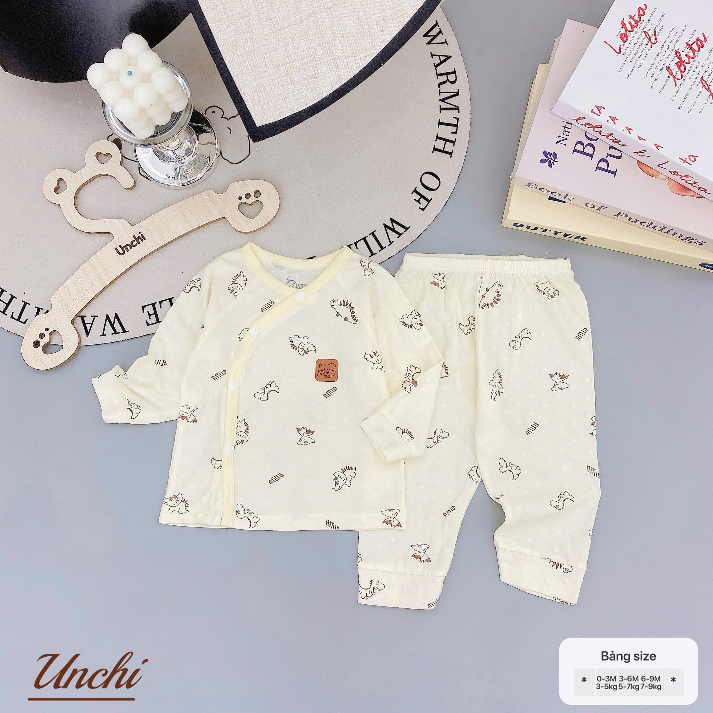 Bộ Dài Tay Unchi Vân Nổi Hoạ Tiết Xinh, Mềm mỏng thoáng mát - ảnh 6