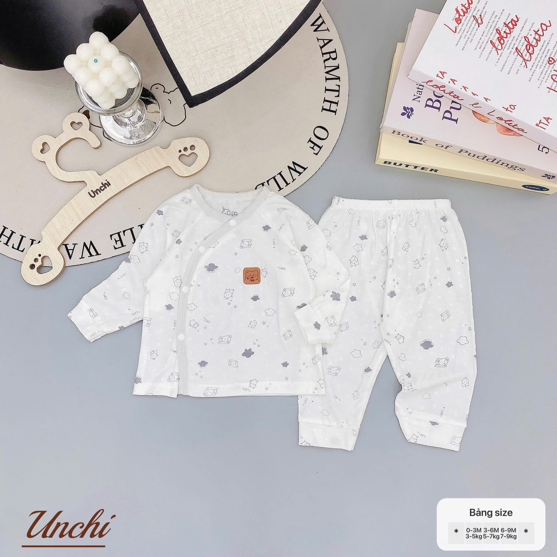 Bộ Dài Tay Unchi Vân Nổi Hoạ Tiết Xinh, Mềm mỏng thoáng mát - ảnh 7
