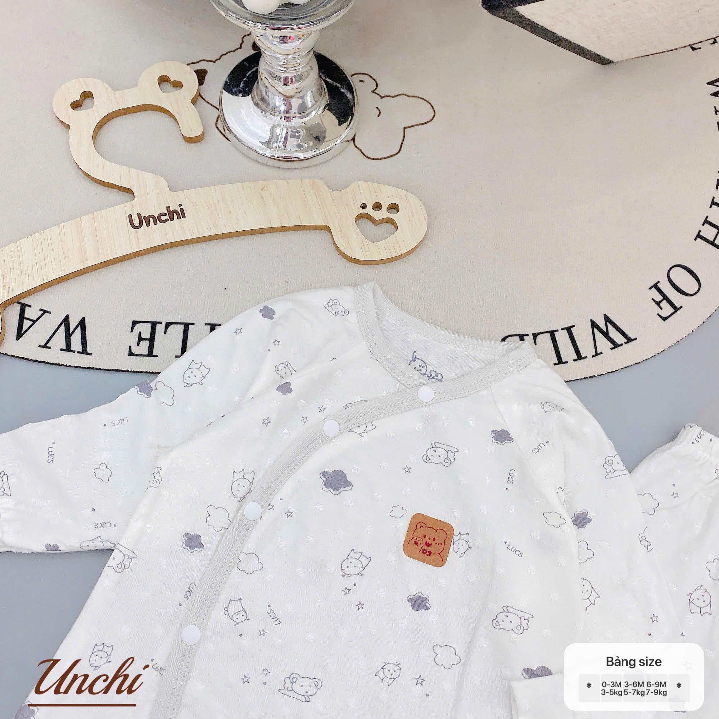 Bộ Dài Tay Unchi Vân Nổi Hoạ Tiết Xinh, Mềm mỏng thoáng mát - ảnh 8