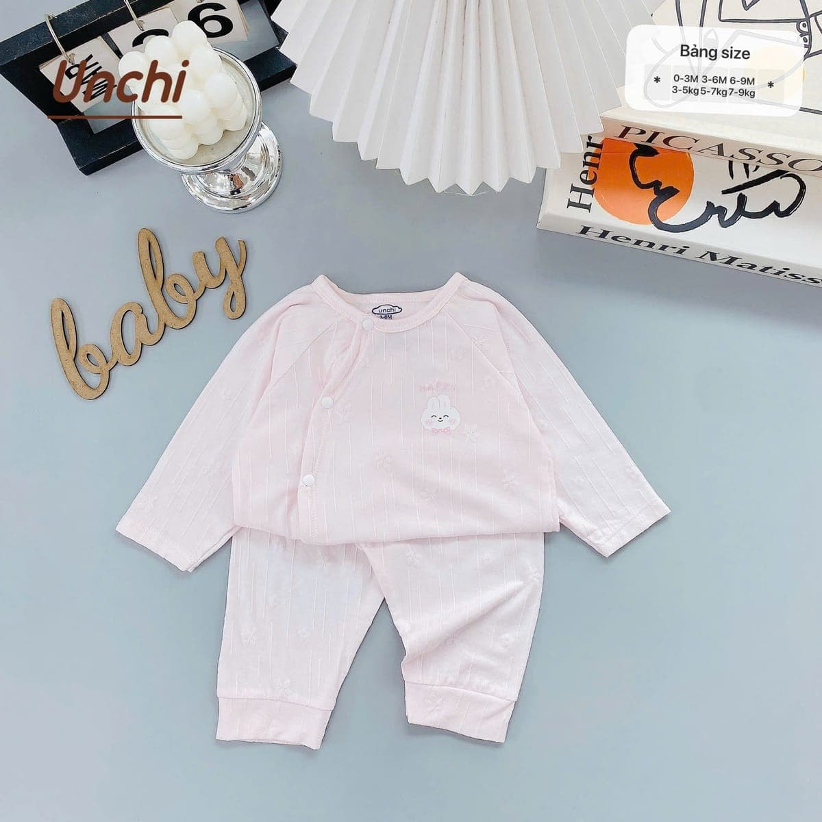 Set đồ bộ sơ sinh Unchi mềm mịn, dễ thương - ảnh 5