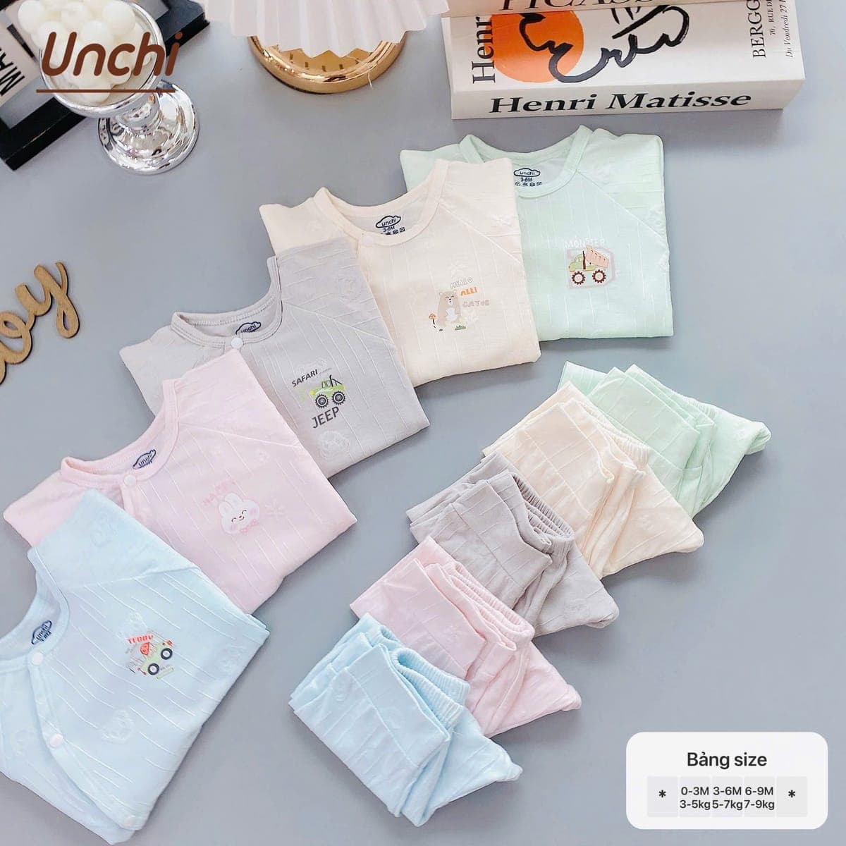 Set đồ bộ sơ sinh Unchi mềm mịn, dễ thương - ảnh 7
