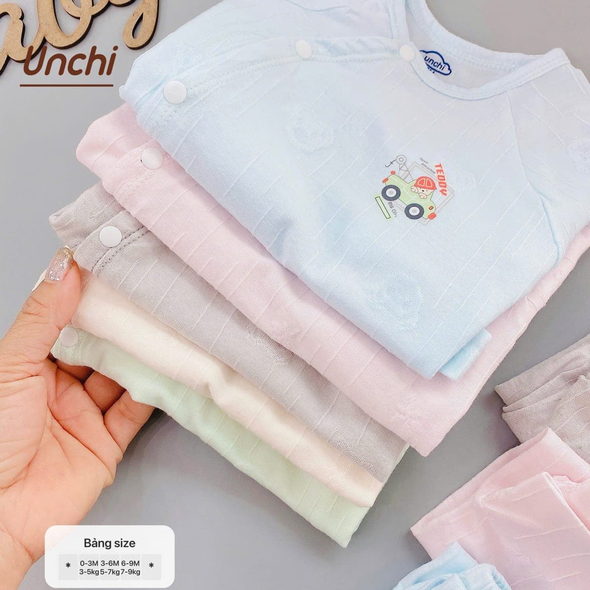 Set đồ bộ sơ sinh Unchi mềm mịn, dễ thương - ảnh 8